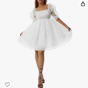 Suagox Women's Puff Sleeve Tulle Off Shoulder Square Neck Fairy Mini Dress